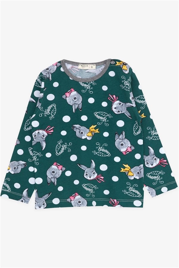 Baby Girl Pajama Set, Bunny Pattern, Green (9 Months-1 Years)