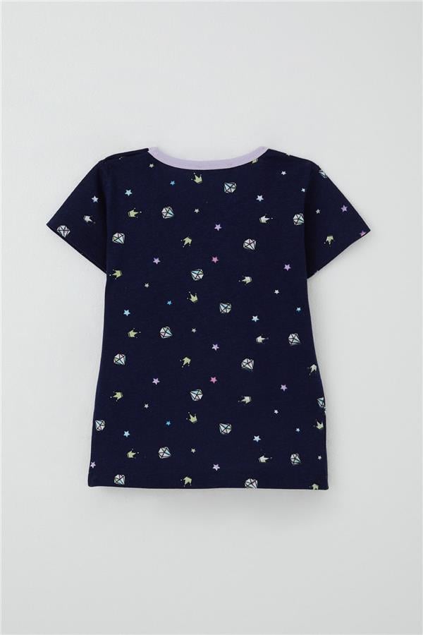 Baby Girl Shorts Pajama Set with Crown Design, Navy Blue (9 Months-3 Years)