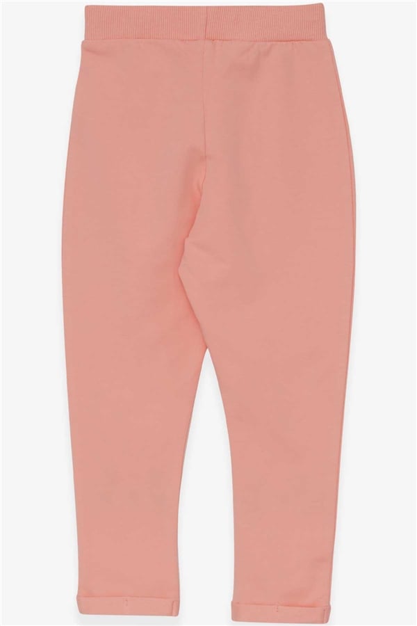 Baby Girl Leggings with Rabbit Embroidery, Salmon Color (9 Months-1.5 Years)
