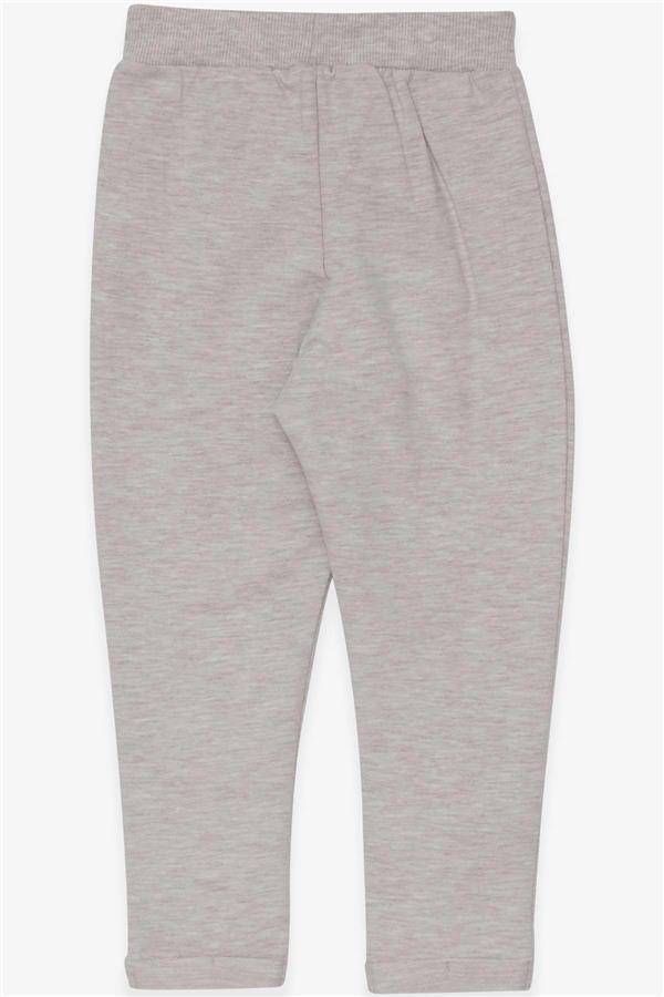Baby Girl Leggings Pants with Rabbit Embroidery, Beige Melange (9 Months - 1.5 Years)