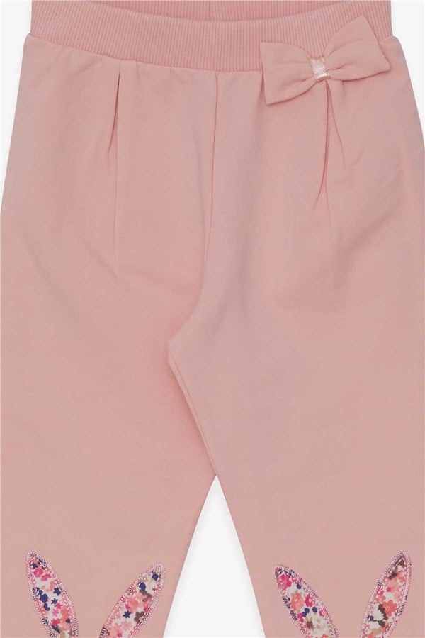 Baby Girl Leggings Pants with Rabbit Embroidery, Powder Pink (9 Months-1 Years)