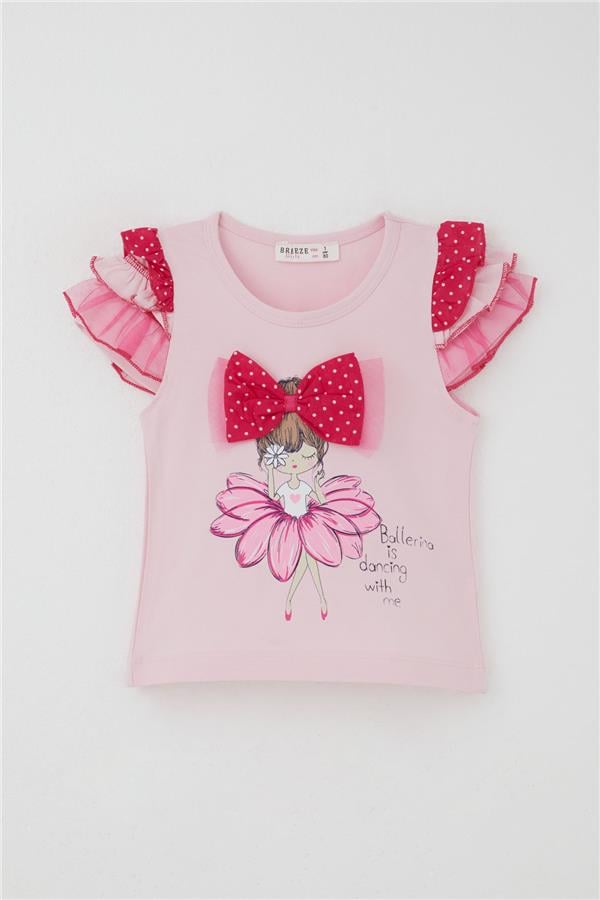 Baby Girl Leggings Set with Ballerina Print and Bandana, Powder Pink (6 Months-1.5 Years)