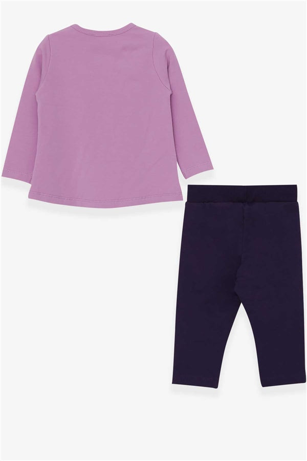 Baby Girl Leggings Set with Kitten Print, Purple (9 Months-3 Years)