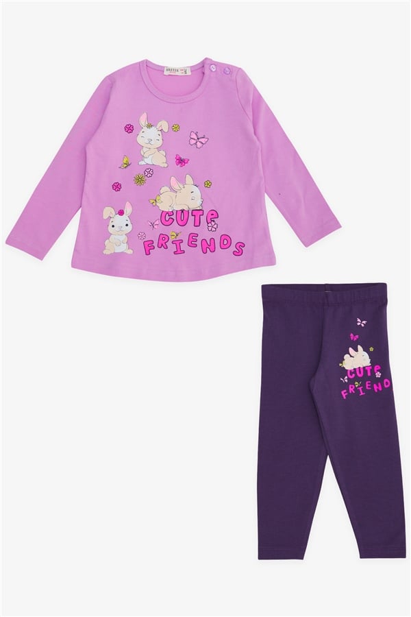 Baby Girl Leggings Set with Rabbit Print, Lilac (9 Months - 1.5 Years)