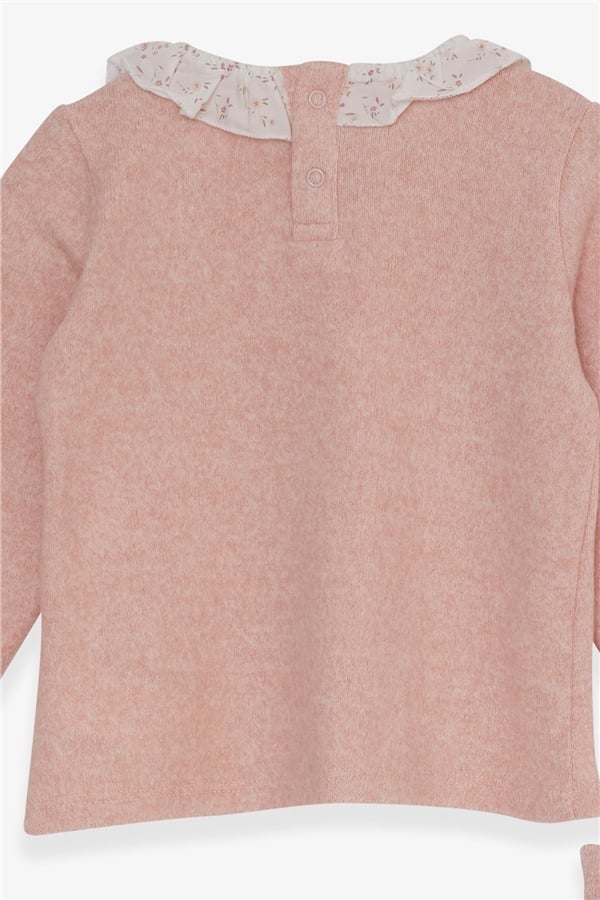 Baby Girl Leggings Set with Ruffled Collar, Salmon Melange Knitwear (0-9 Months)