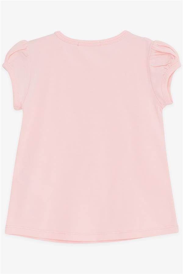 Baby Girl T-Shirt with Flower Embroidery, Pink (9 Months-3 Years)