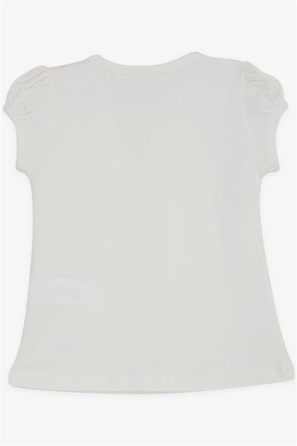 Baby Girl T-Shirt with Lace Trim, Ecru (9 Months-3 Years)