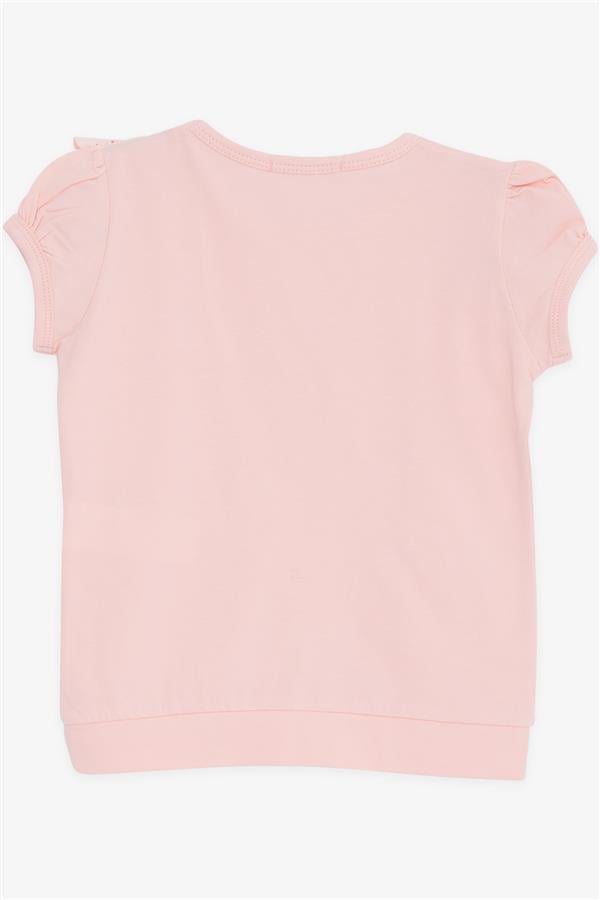 Baby Girl T-Shirt with Lace Trim, Salmon Color (1.5-5 Years)