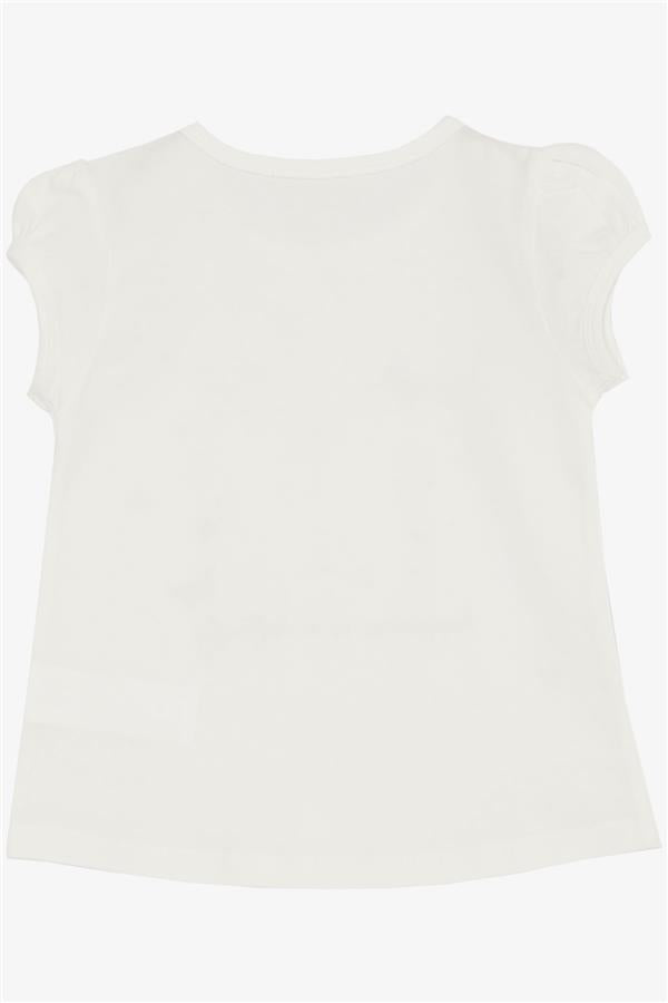 Baby Girl T-Shirt with Butterfly Print and Embroidery, White (9 Months-3 Years)