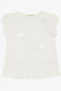 Baby Girl T-Shirt with Butterfly Print and Embroidery, White (9 Months-3 Years)