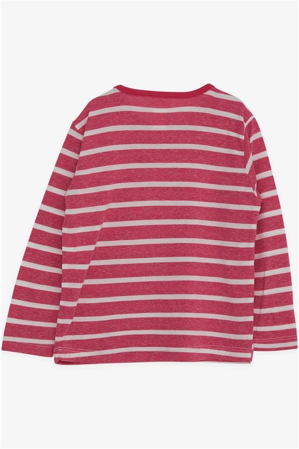 Baby Girl Long-Sleeve T-Shirt with Striped Text Print, Fuchsia (9 Months-1 Years)