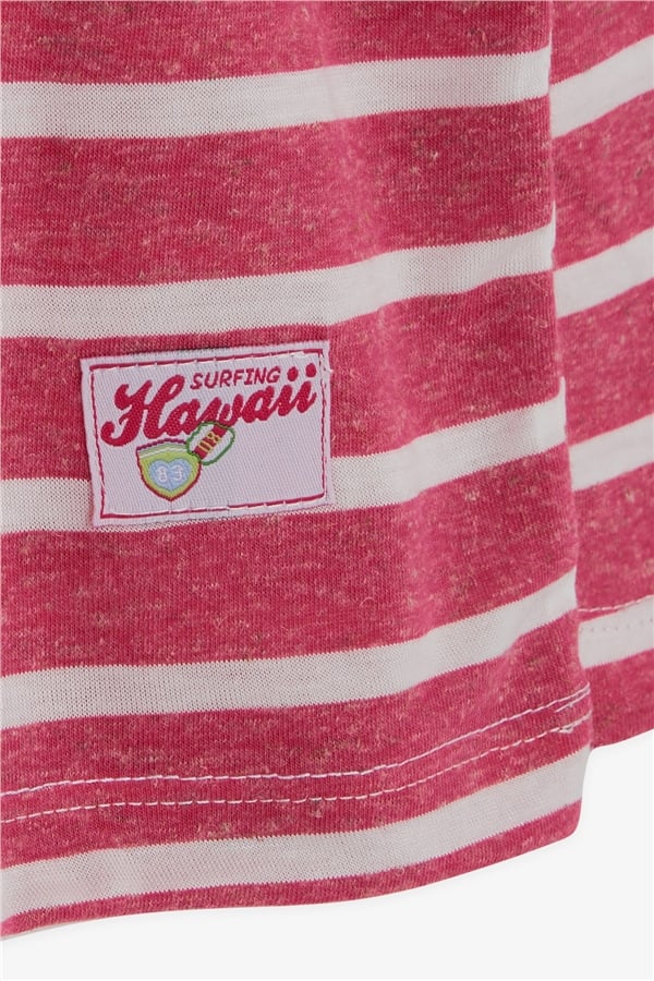 Baby Girl Long-Sleeve T-Shirt with Striped Text Print, Fuchsia (9 Months-1 Years)