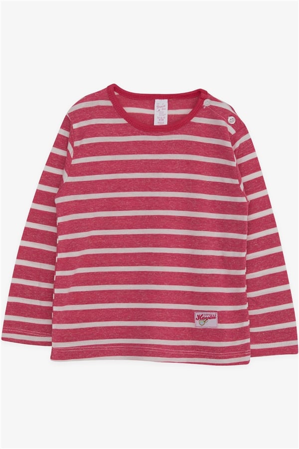 Baby Girl Long-Sleeve T-Shirt with Striped Text Print, Fuchsia (9 Months-1 Years)