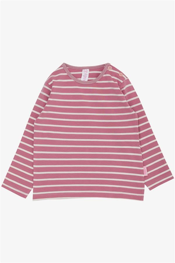 Baby Girl Long-Sleeved T-Shirt, Striped, Rose Pink (9 Months-1.5 Years)