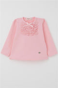 Baby Girl Long-Sleeved T-Shirt with Lace Bow, Powder Pink (6 Months-2 Years)