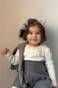 Baby Girl Long-Sleeved T-Shirt with Lace Bow, Ecru (6 Months-2 Years)