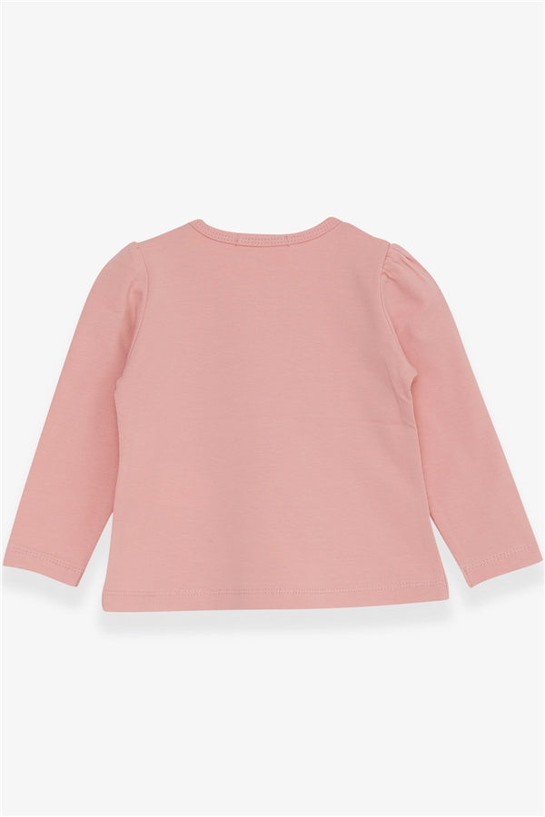 Baby Girl Long-Sleeve T-Shirt with Kitten Print, Salmon (9 Months-3 Years)