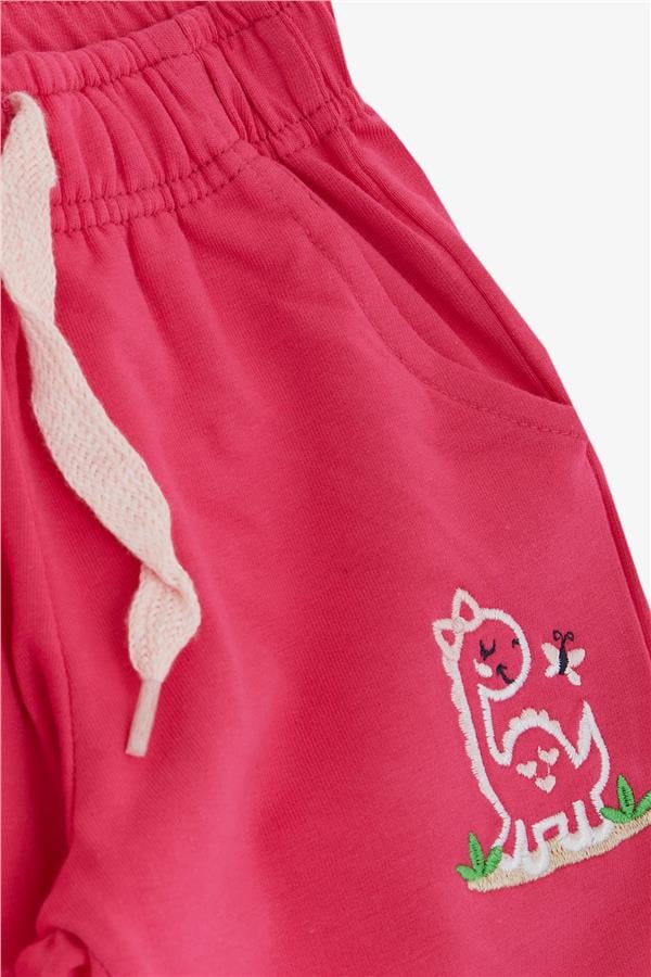 Baby Girl Bottom Cute Dinosaur & Butterfly Embroidered Print Pink (1-1.5 Years)