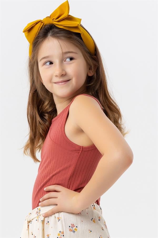 Girls' Sleeveless T-Shirt with Emblem and Rhinestone Embellished Tile (Ages 9-14)
