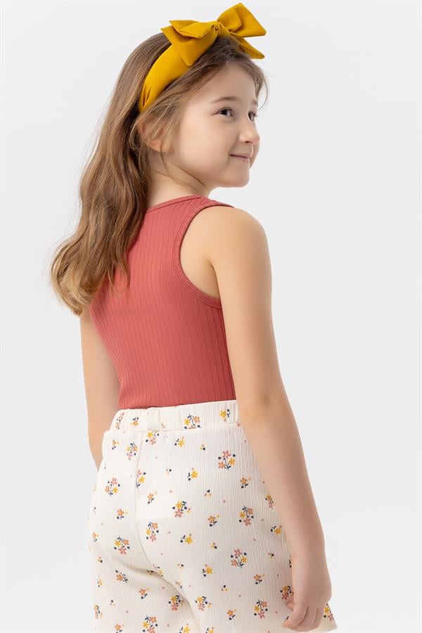 Girls' Sleeveless T-Shirt with Emblem and Rhinestone Embellished Tile (Ages 9-14)