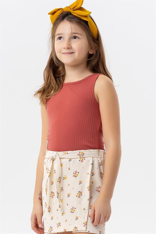 Girls' Sleeveless T-Shirt with Emblem and Rhinestone Embellished Tile (Ages 9-14)