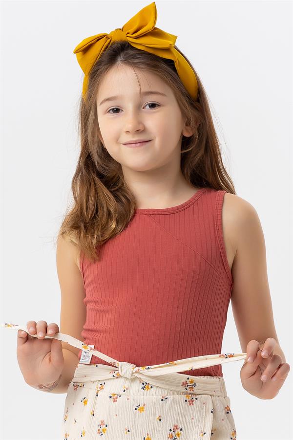 Girls' Sleeveless T-Shirt with Emblem and Rhinestone Embellished Tile (Ages 9-14)