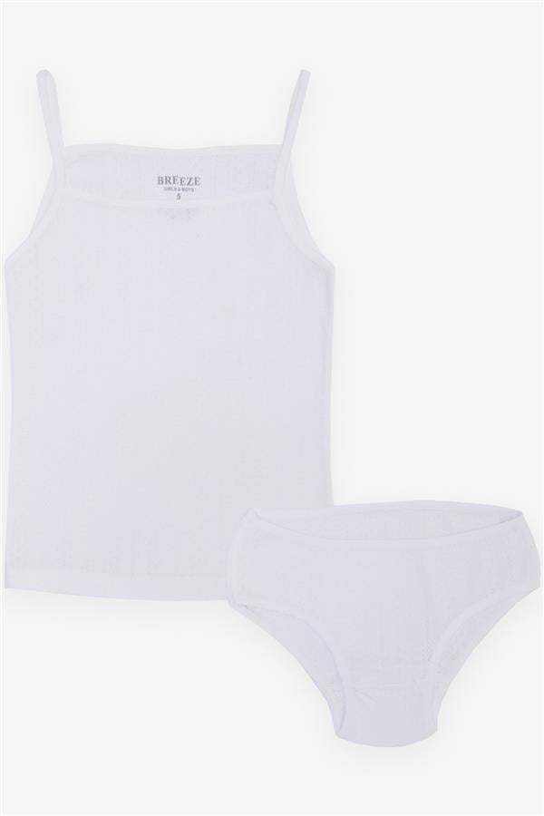 Girls' Athletic & Brief Set, Jacquard, White (Ages 3-11)