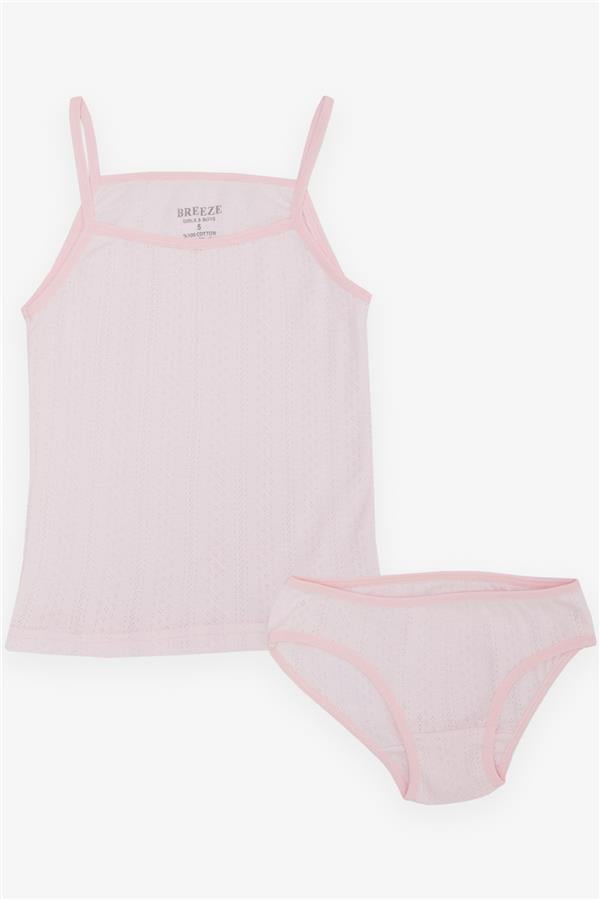 Girls' Athletic Top & Briefs Set, Jacquard Pink (Ages 3-11)