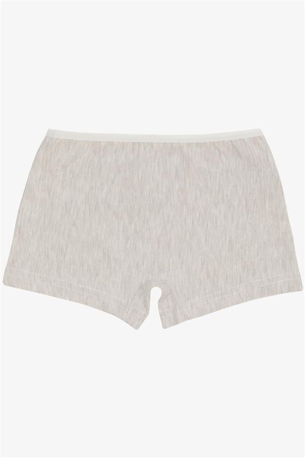 Girls' Boxer Shorts with Ballerina Girl Print, Beige Melange (Ages 5)