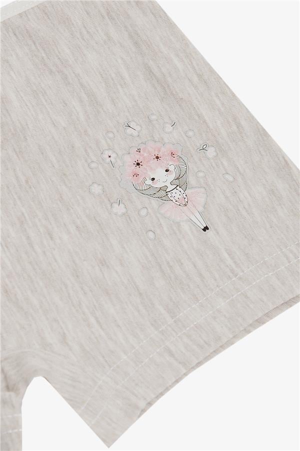 Girls' Boxer Shorts with Ballerina Girl Print, Beige Melange (Ages 5)