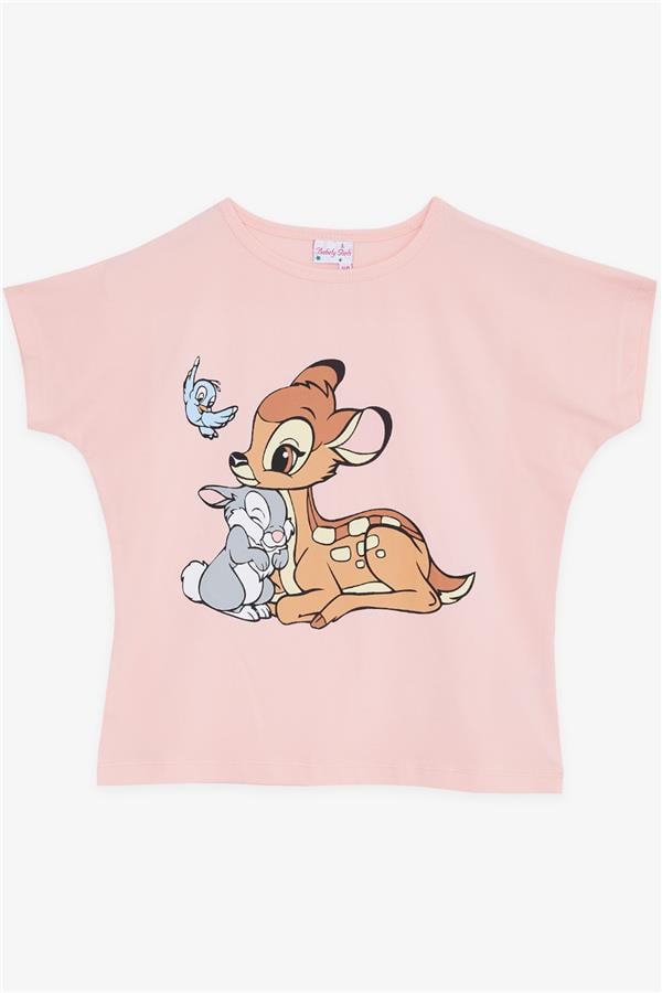 Girls' Crop T-Shirt, Friendship Theme, Salmon (Ages 10-16)