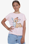 Girls' Crop T-Shirt, Friendship Theme, Salmon (Ages 10-16)