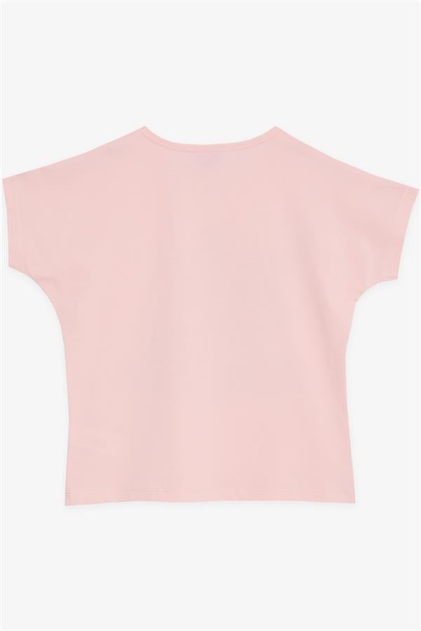 Girls' Crop T-Shirt, Friendship Theme, Salmon (Ages 10-16)