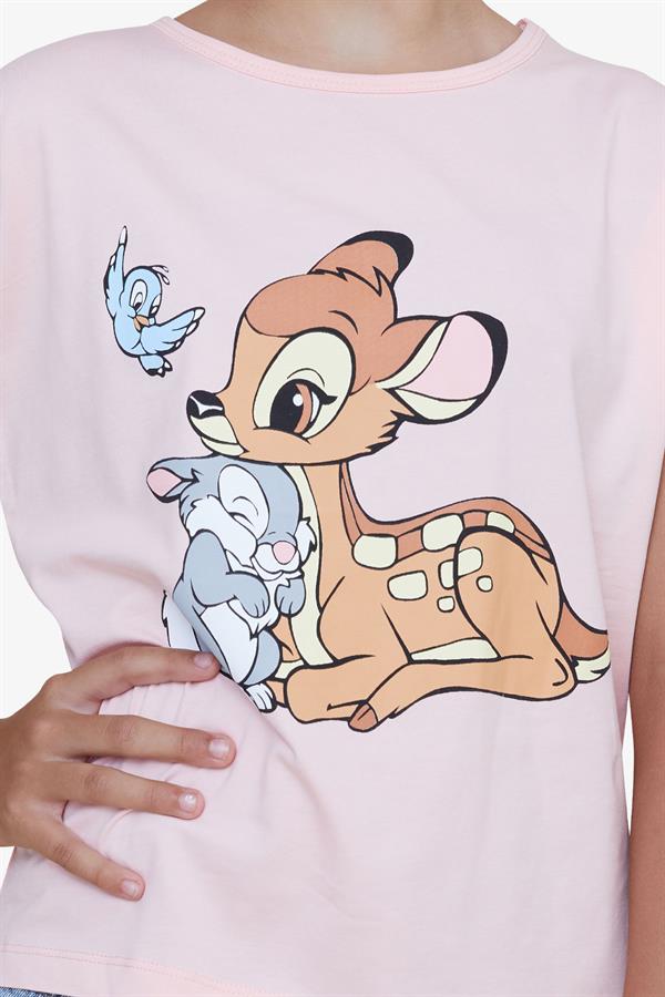 Girls' Crop T-Shirt, Friendship Theme, Salmon (Ages 10-16)