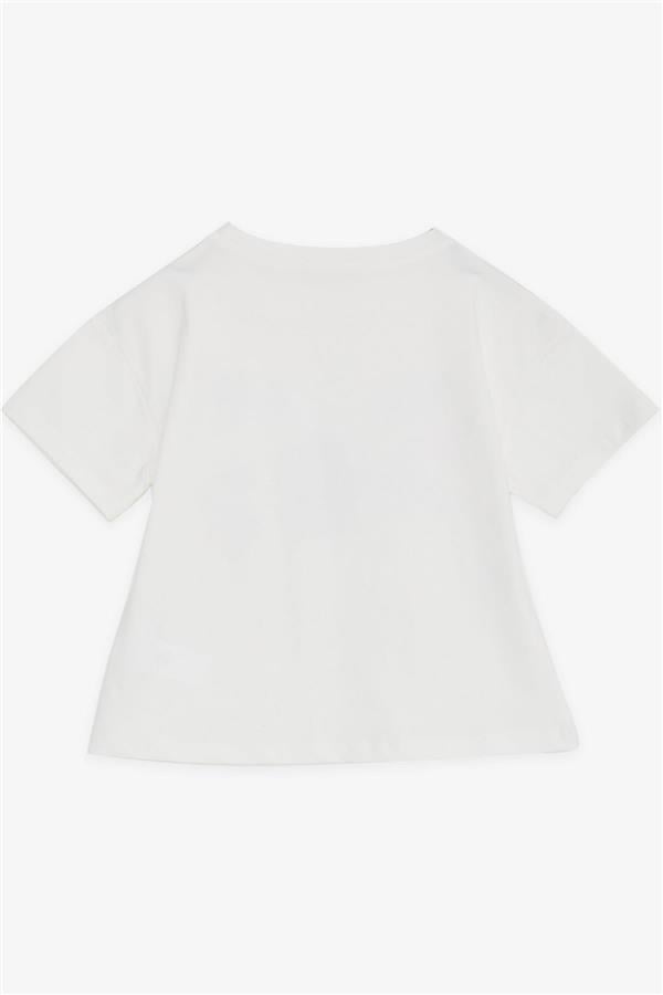 Girls' Crop T-Shirt with Happiness Theme, Off-White (Ages 8-14)