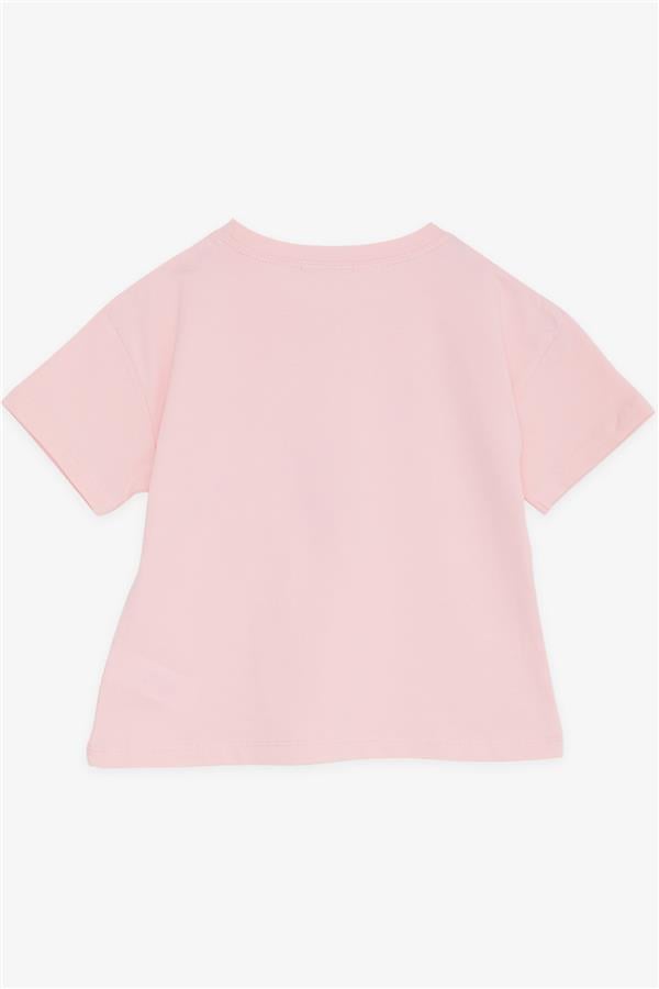 Girls' Crop T-Shirt, Happiness Theme, Powder Pink (Ages 8-14)