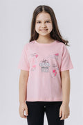 Girls' Crop T-Shirt, Happiness Theme, Powder Pink (Ages 8-14)