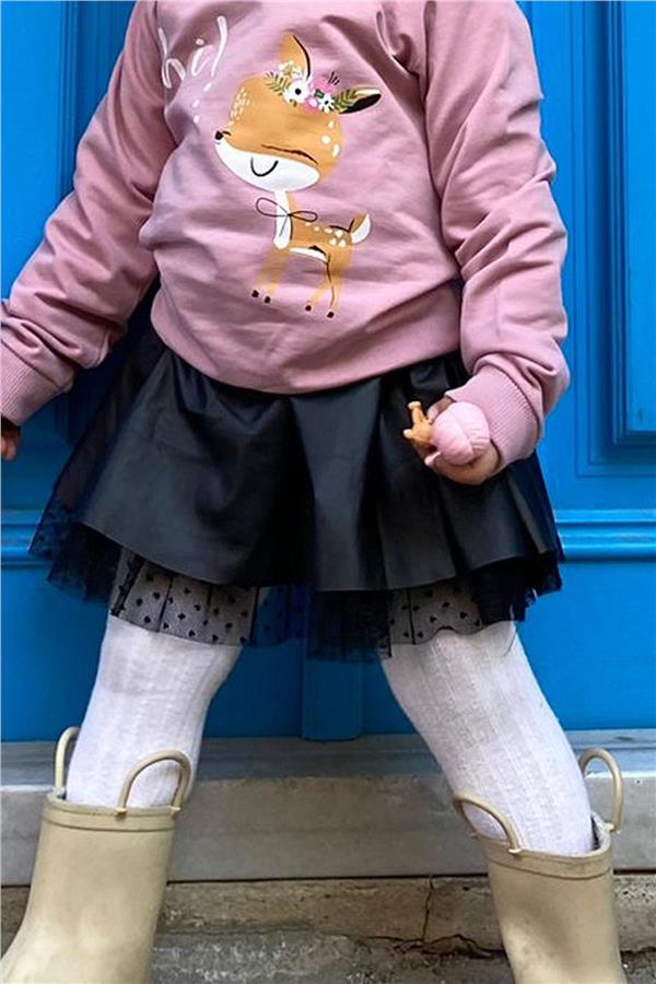 Girls' Skirt, Black, Leather and Tulle (Ages 3-7)