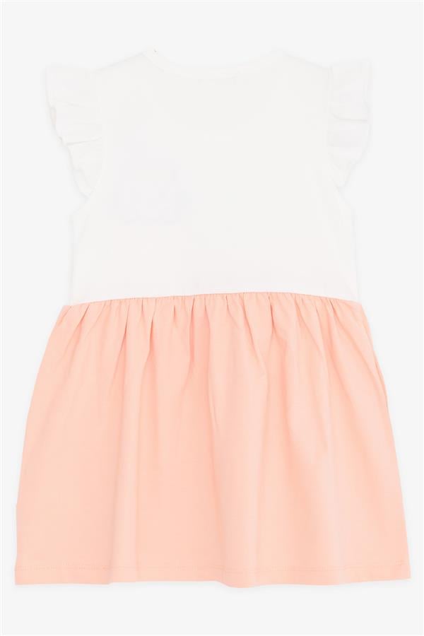 Girls' Dress with Pockets, Glittery Kitten Print, Ecru (1.5-3 Years)