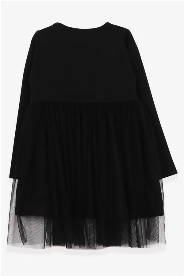 Girl's Dress with Sequins, Bow, and Tulle, Black (Ages 4)