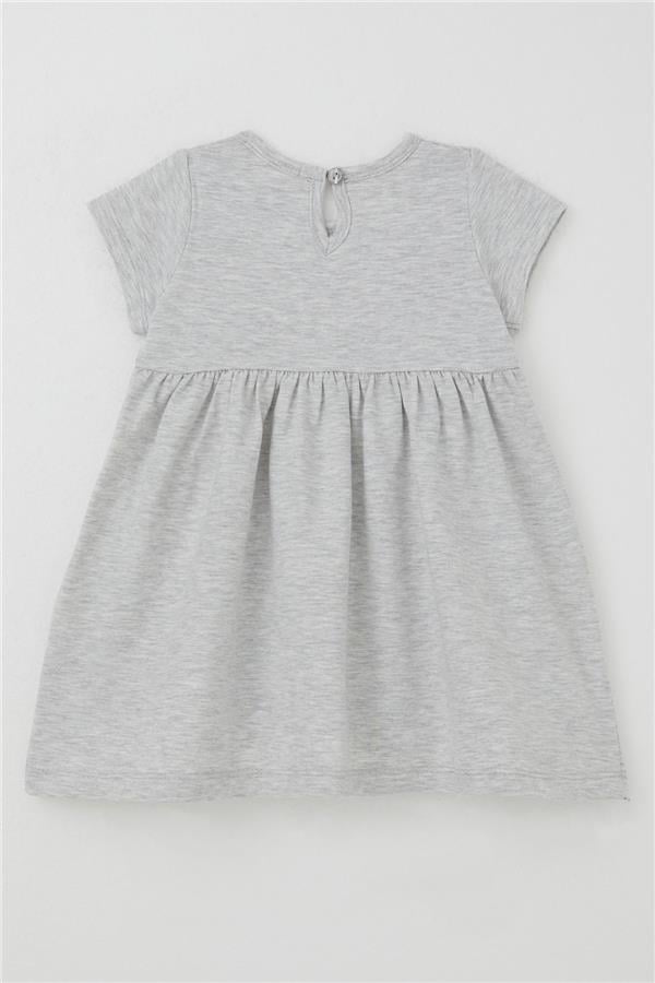 Girl's Dress Cute Deer Print Grey Melange (1.5-4 Years)