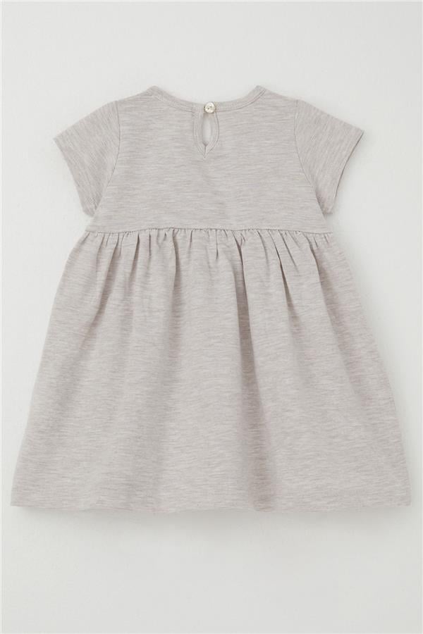 Girl's Dress Cute Deer Print Beige Melange (1.5-5 Years)