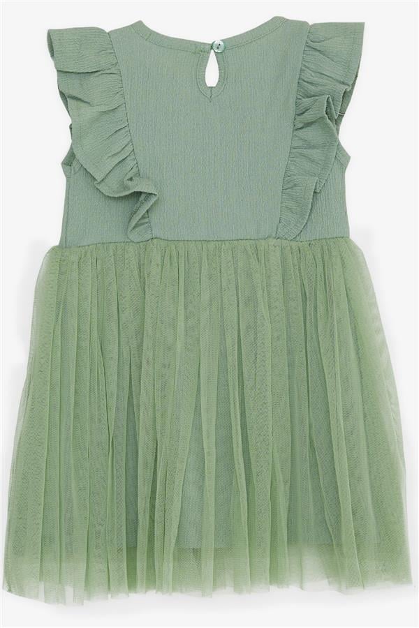 Girl's Dress with Tulle and Ruffles, Mint Green (Ages 3)