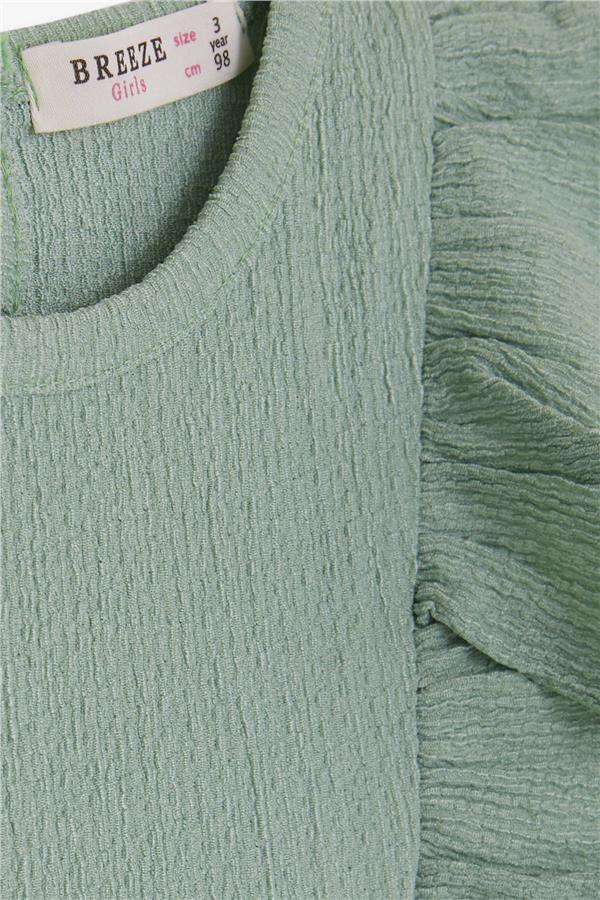 Girl's Dress with Tulle and Ruffles, Mint Green (Ages 3)