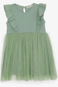 Girl's Dress with Tulle and Ruffles, Mint Green (Ages 3)