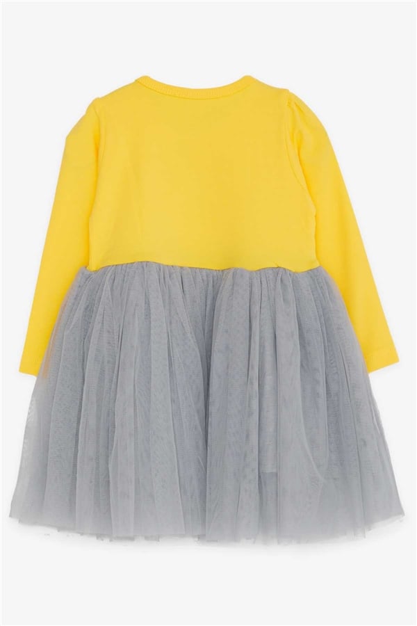 Baby Girl Long-Sleeved Dress with Unicorn Print, Yellow (1.5-2 Years)