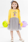Baby Girl Long-Sleeved Dress with Unicorn Print, Yellow (1.5-2 Years)