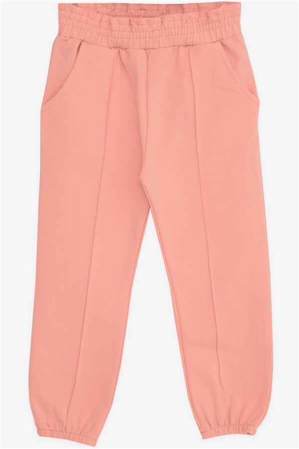 Baby Girl Sweatpants with Elastic Waistband and Pockets, Salmon (1-2 Years)