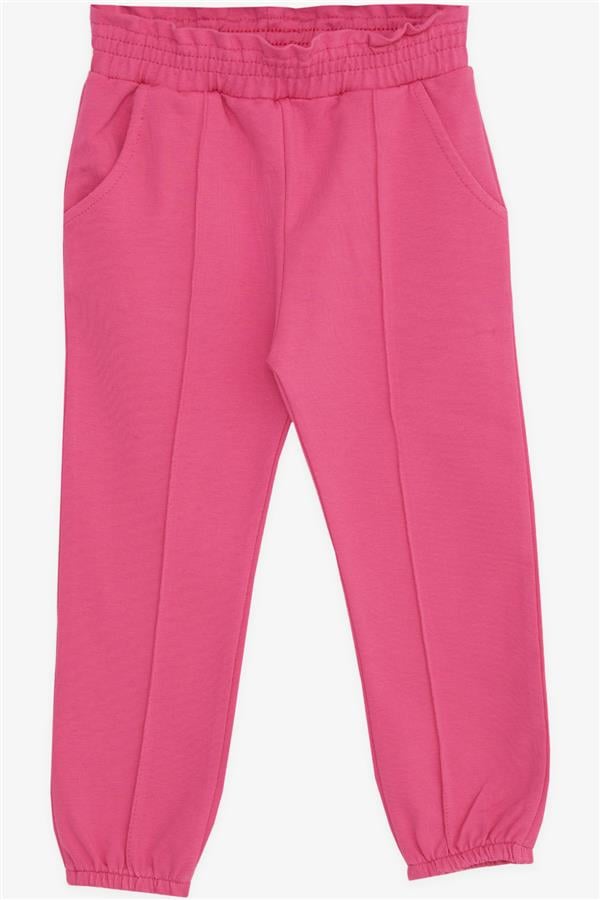 Girls' Sweatpants with Elastic Waistband and Pockets, Fuchsia (1-1.5 Years)