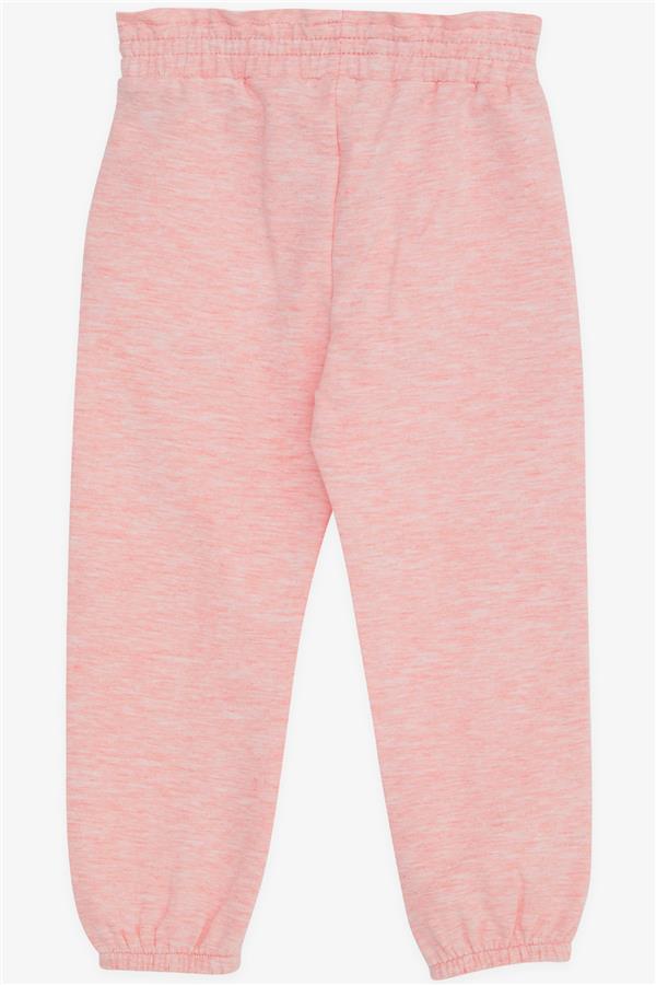 Girls' Sweatpants with Elastic Waistband and Pockets, Salmon Melange (1-1.5 Years)